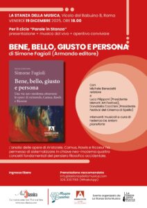 Presentazione del nuovo libro di Simone Fagioli “Bene, bello, giusto e persona. Una via neo-moderna attraverso le opere di Aristotele, Camus, Rawls e Ricouer” (Armando editore) Cronaca
